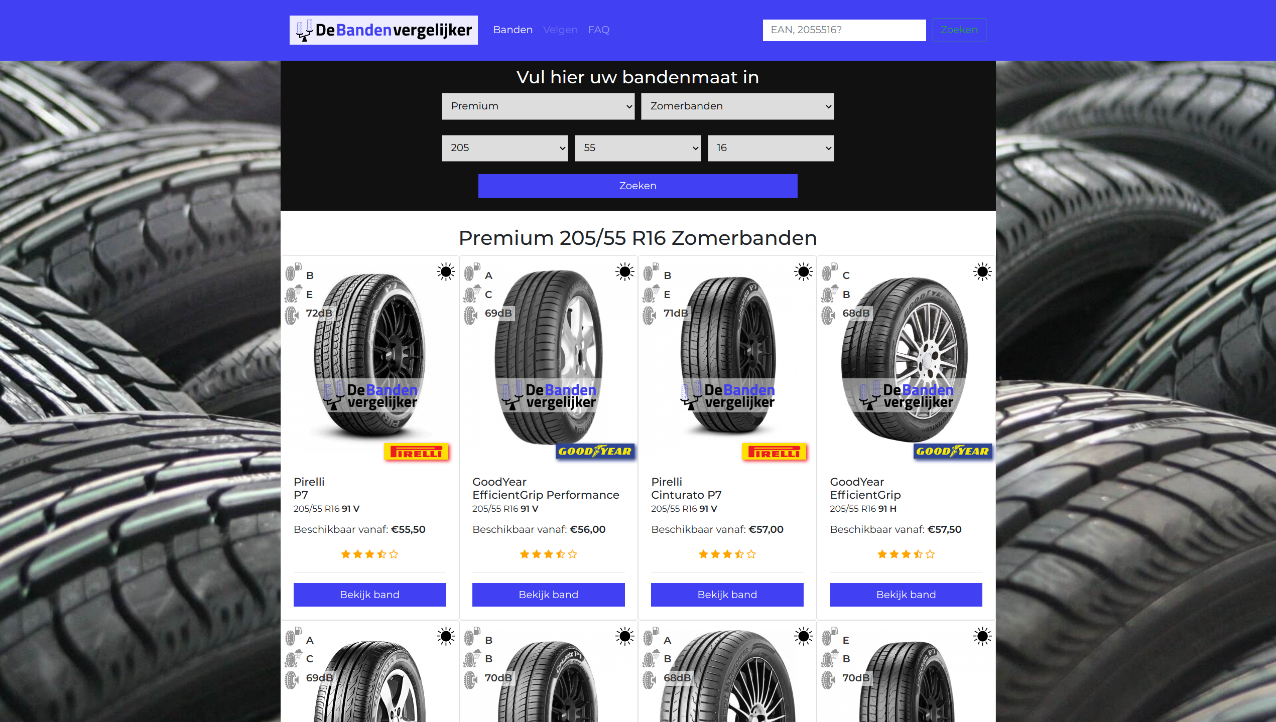 A tyre comparison site for the Dutch tyre market